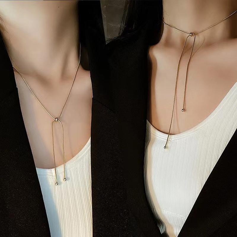 Einfache Lange Quastenkettenhalskette Für Frauen Trendige Verstellbare Chokerhalskette Modeschmuck Kette Am Hals Mädchengeschenke