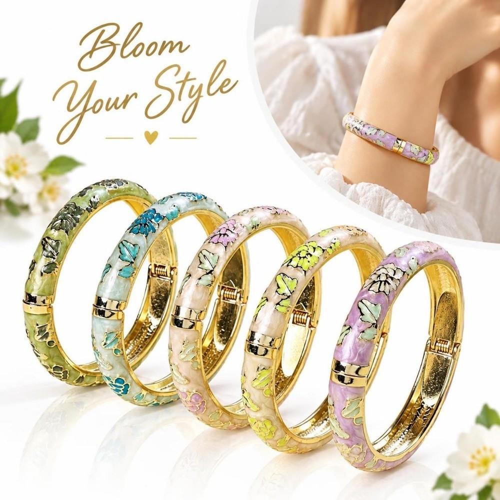 Open Cuff Cuff Bracelet Cloisonne Enamel Women's Bangle Durable Wrist Jewelry Women's Daily Wear