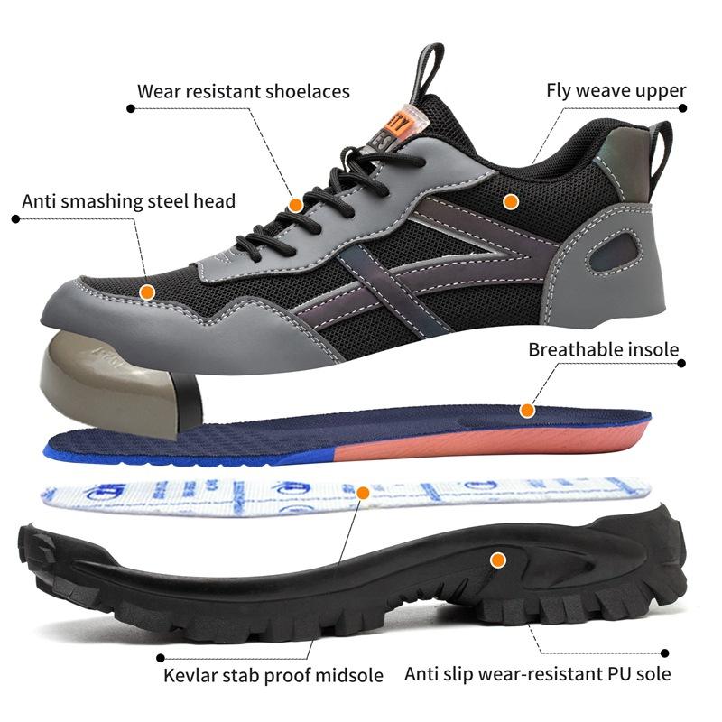 Men's Anti-smashing and Anti-piercing Safety Shoes, Breathable, Comfortable and Wear-resistant Safety Shoes In Summer