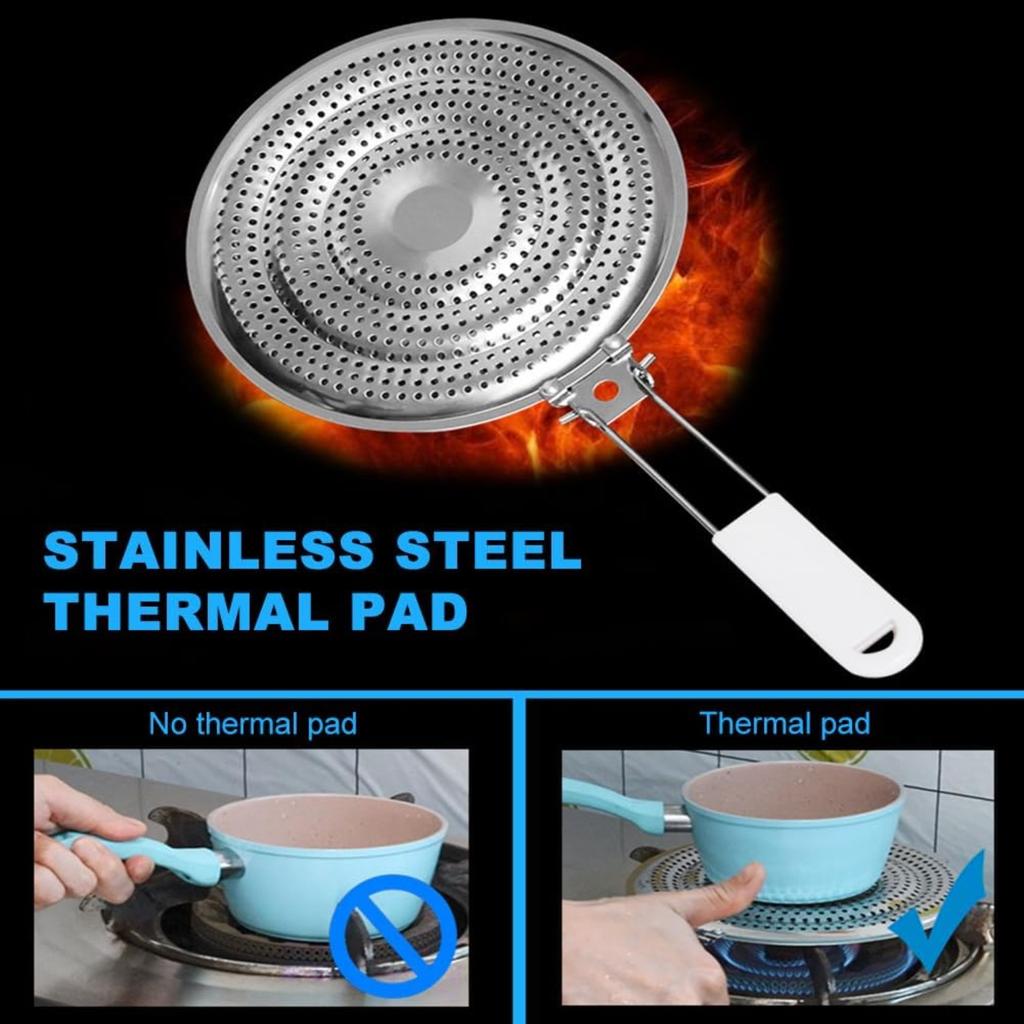Heat Diffuser,Stainless Steel Heat Diffuser With Cool Touch Handle for Gas and Electric Stove Induction Cooktop Compatibility Simmer Plate Even