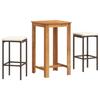 VidaXL 3-piece Garden Bar Set Brown Solid Acacia Wood Rattan, Outdoor Bar Table and Chairs, Set of 3295266