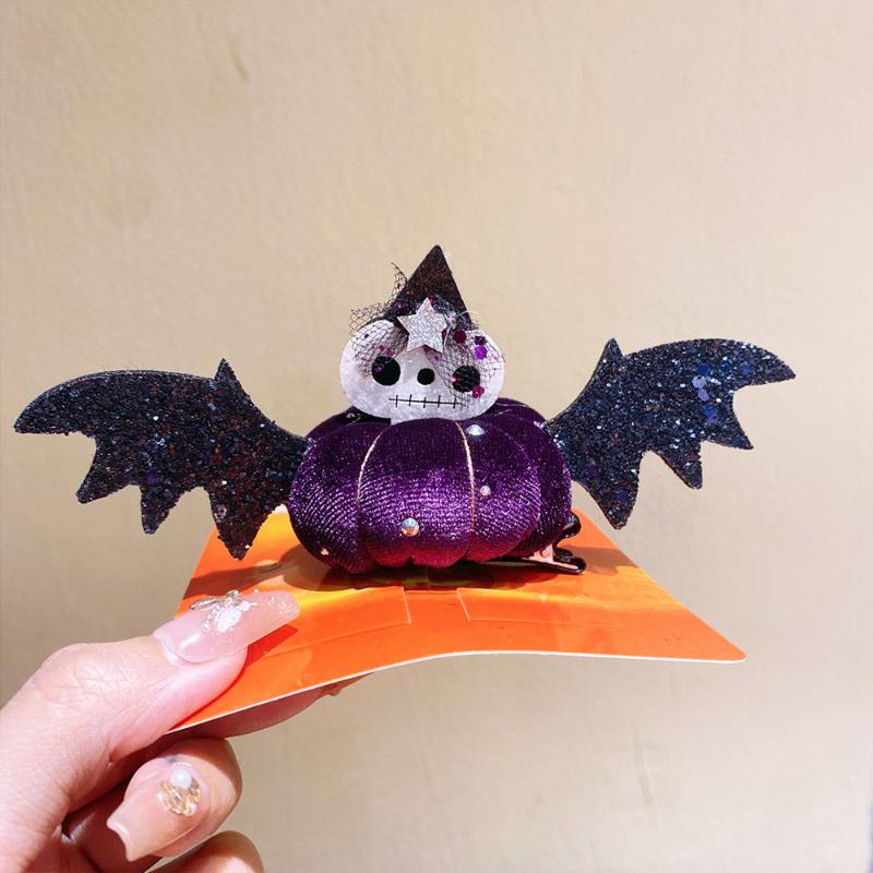 Funny Halloween Hair Accessories Cute Girls  Hat Hairpin Pumpkin Bat Decor Hair Clips For Children Party Dress Up Headwear