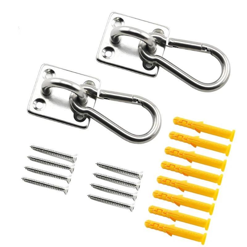 2 Set Stainless Square Heavy Duty Ceiling Wall Mounted Hook For Yoga Swings Hammocks Hardware