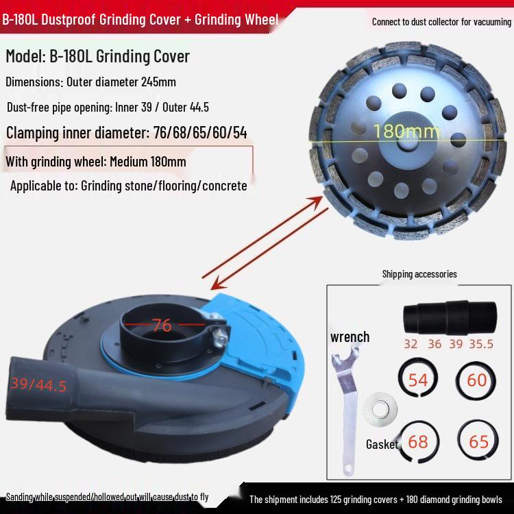 5-Inch Dust Shroud for 125/180/230 Angle Grinder, Concrete Stone Dust-Free Grinding Cover