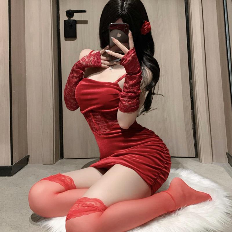 Sexy underwear Sexy Spice Girls Royal Sister Wind Wear Waist Skinny Velvet Hips Empty Suspender Stepmom Skirt