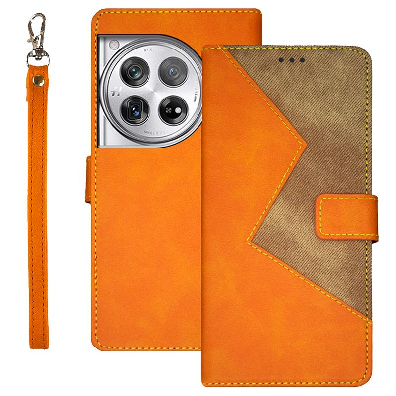 

IDEWEI For OnePlus 12 5G Stand Case Card Holder PU Leather Phone Cover Orange