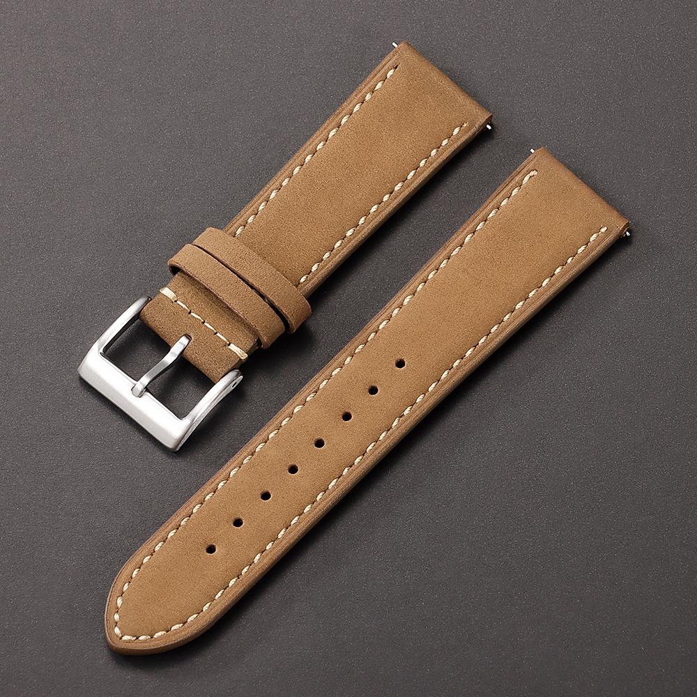 

Vintage Frosted Cowhide Strap 20mm 22mm for Seiko Watch Band for Omega Soft Calfskin Bracelaet Retro Brown Stitching Wristband 22mm коричневий