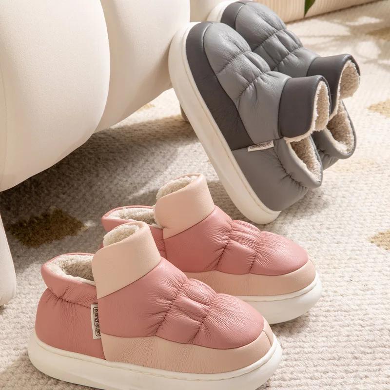 Modische lässige Sport-Baumwollschuhe für Damen im Winter 2024 Neue Farbblock-Schneestiefel für Damen zum Tragen im Freien