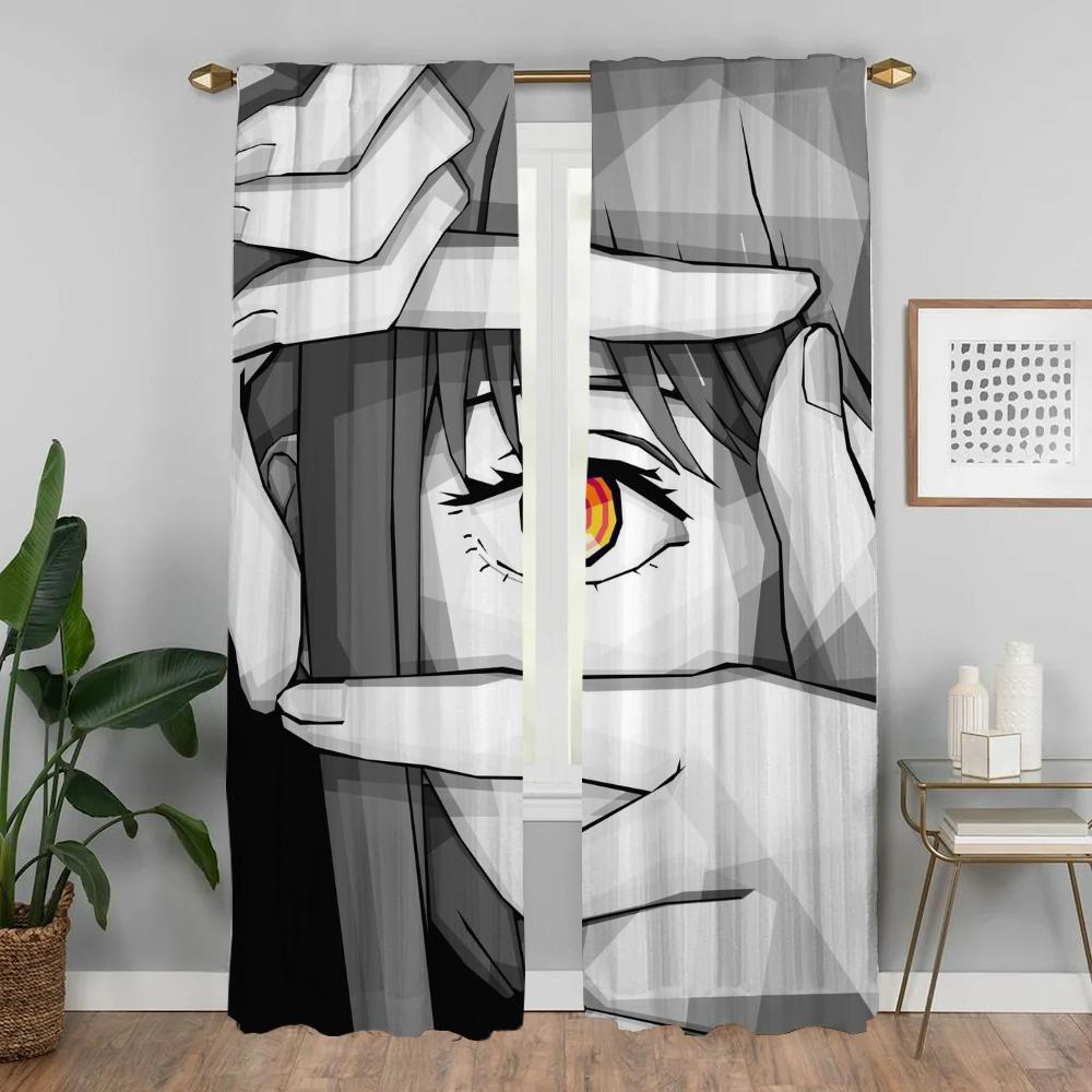 Shades Chainsaw Girl Blackout Curtains for Living Room Curtain Halloween Decoration Home Interior Curtains 2 Pieces Partition