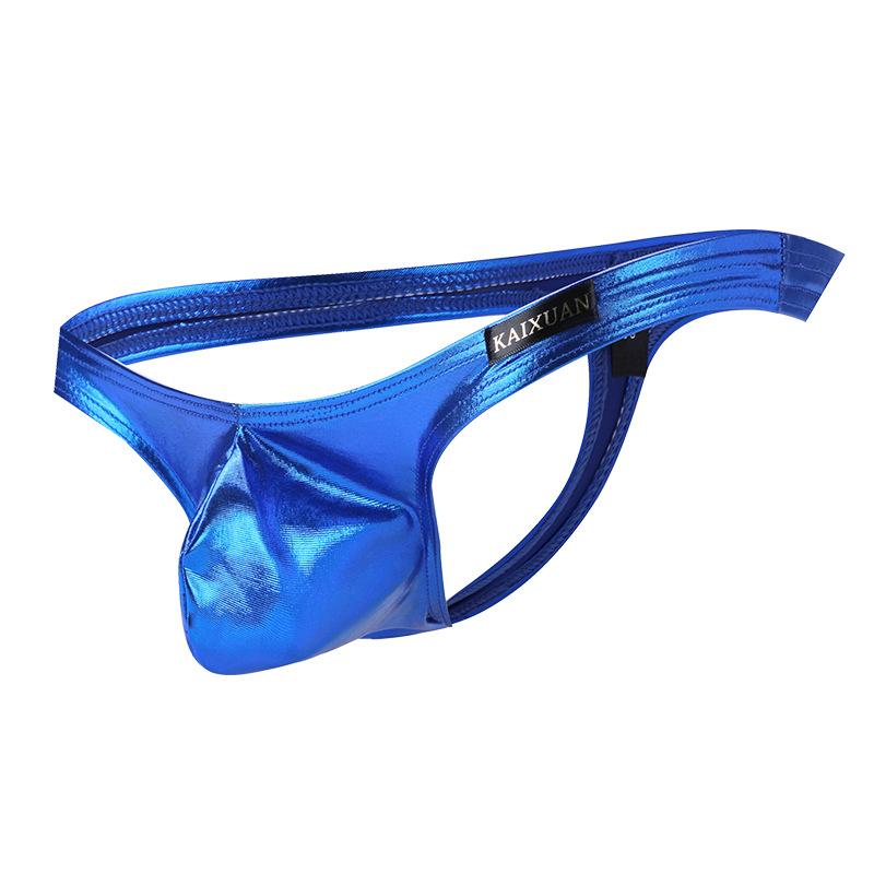 Shiny T-Back Thongs Men Sexy Bulge Pouch G-String Penis Bag Underwear Bikini Trunks Fashion Glossy Underpants Gay Soft Panties
