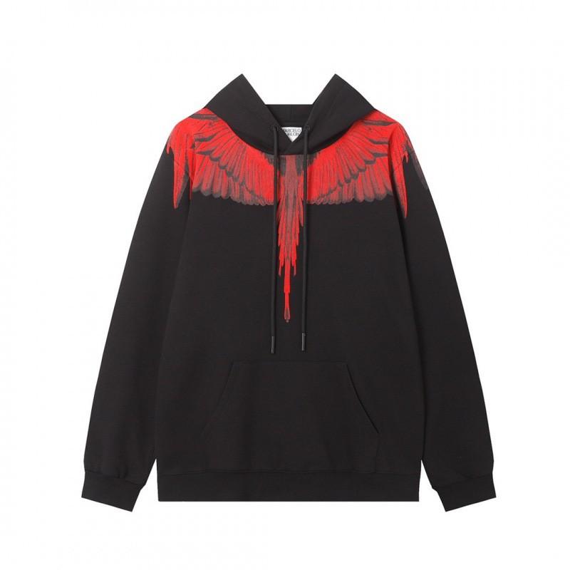 Unisex Hooded Sweatshirt With Animal Wing Print Loose Fit Cotton Pullover Fall Daily Wear