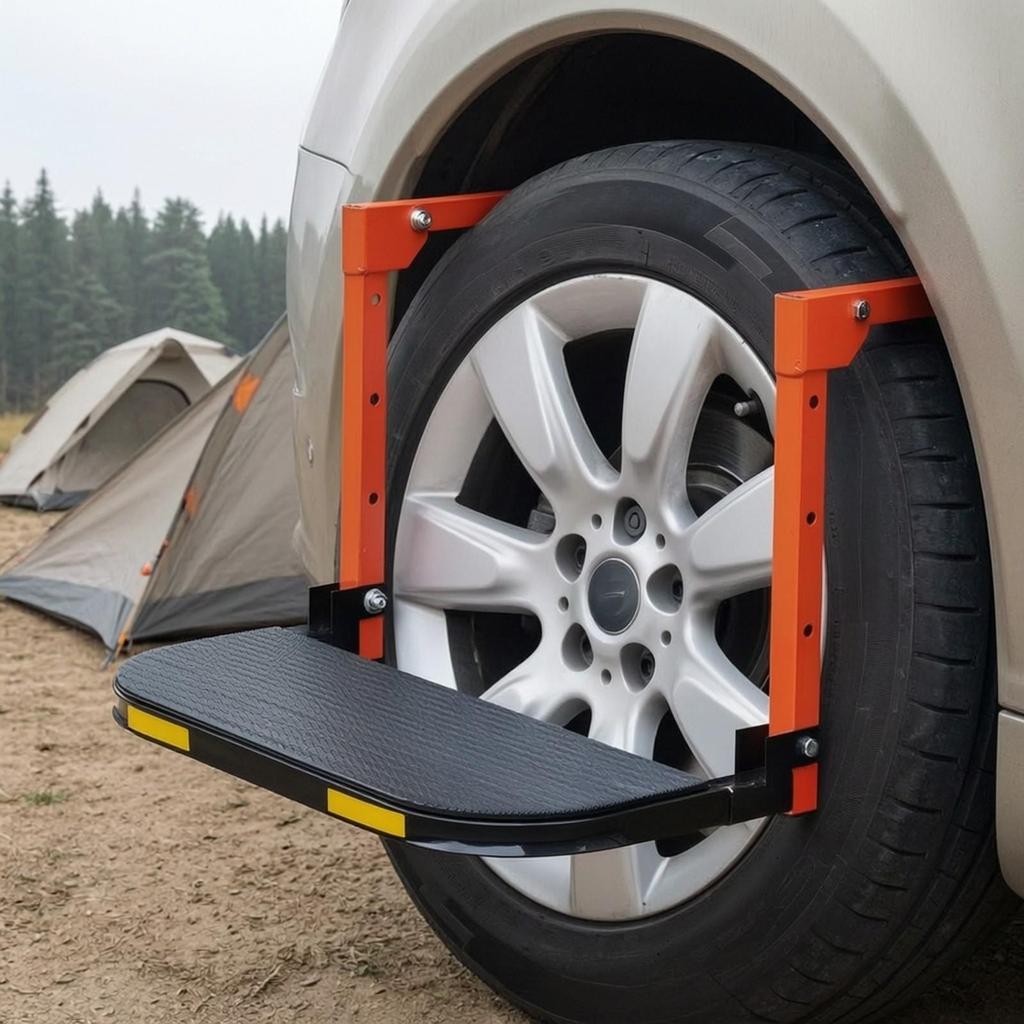 Tire-Mounted Step Ladder Heavy Duty for Garage
