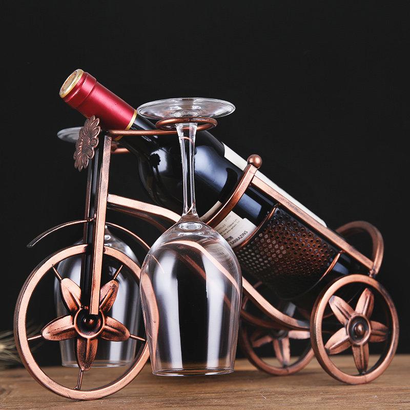 YOMDID Creative Carriage Bike Wine Rack Wine Glass Holder Retro Wine Bottle Display Rack Bar Dining Table Decor Wine Organizer