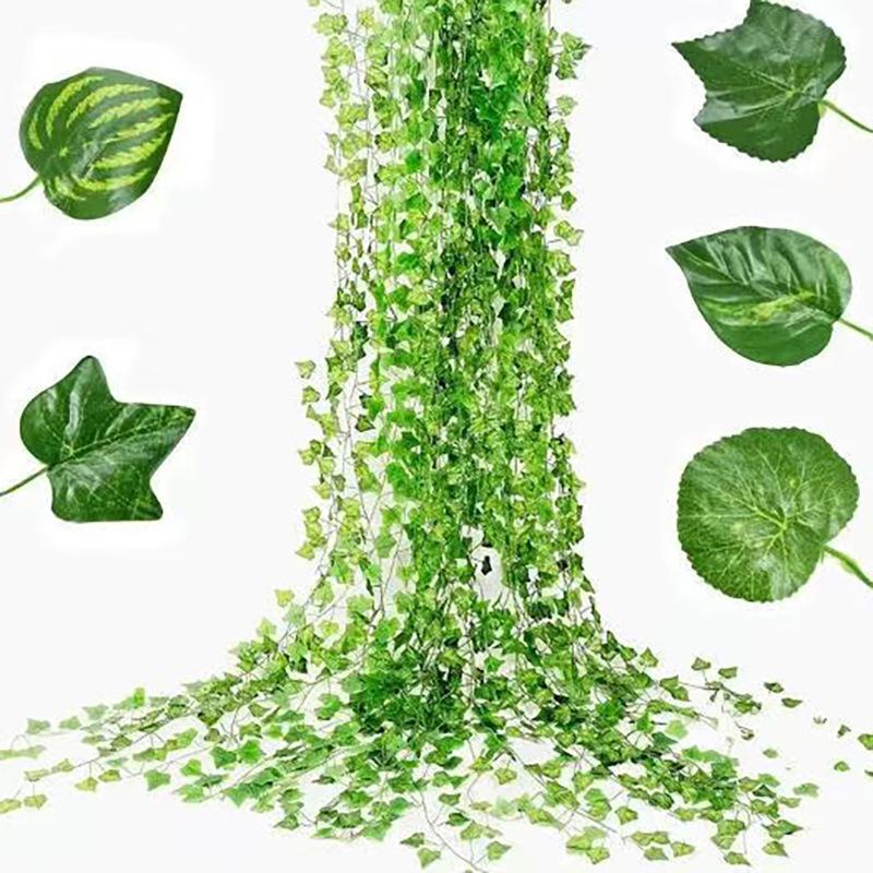 12 Peças Guirlanda de Folhas Artificiais de Hera Videiras Penduradas Plantas Falsas Vegetação Externa Decoração de Parede Festival Jardim Decoração de Festa em Casa