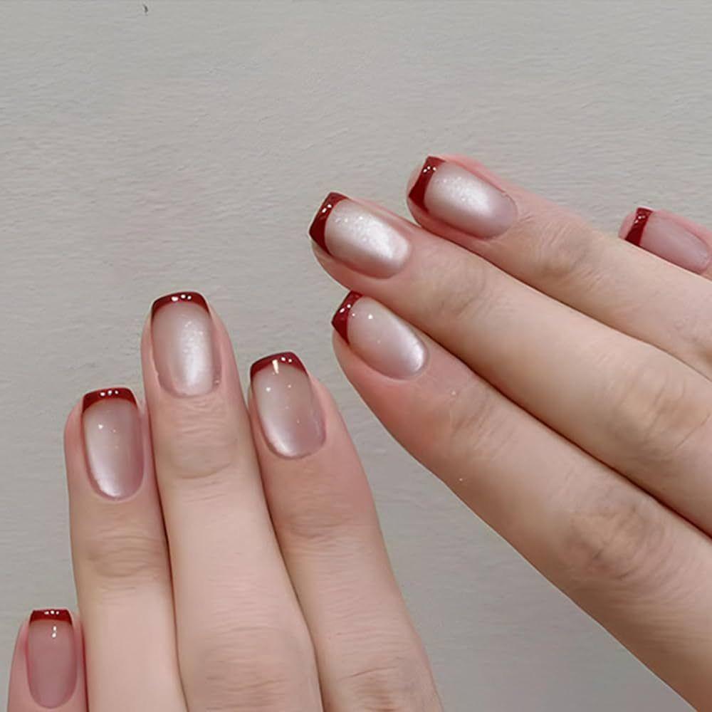 Nude Pink Gradient Cat Eye Whitening Aurora Nail Art Removable Stickers