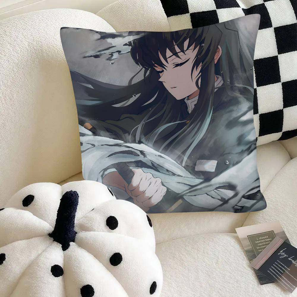 Anime Demon Slayer Muichiro Tokito Pillow Case Fashion Square Pillowcase Bedroom Sofa Room Ins Decoration Leisure