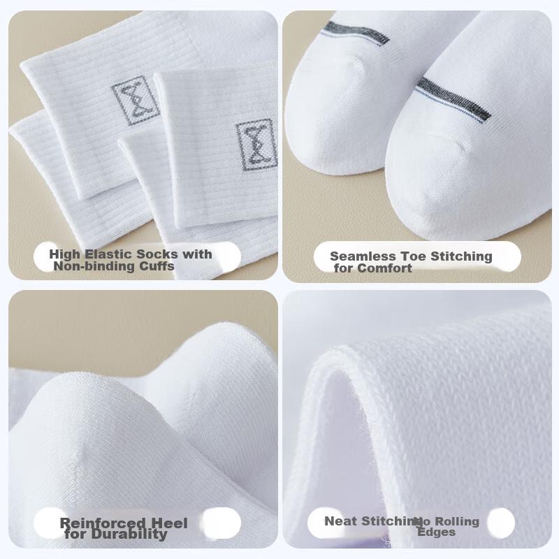 MIIOW 5 Pairs of Pure Cotton 100% Men's Socks, Mid-Calf Autumn And Winter Socks for Men, Breathable And Odor-Resistant Business Long Socks