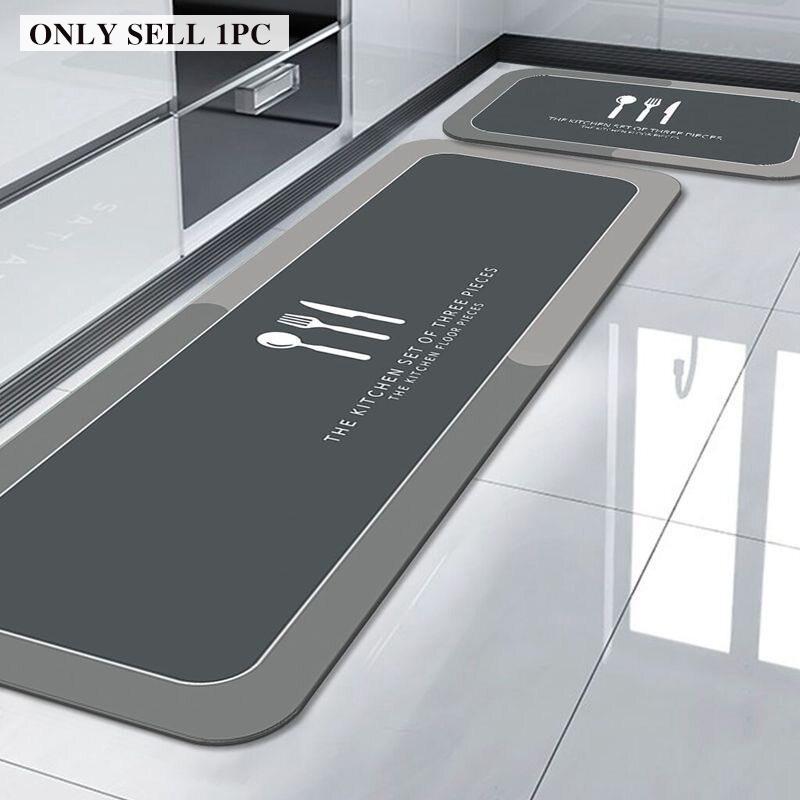 Kitchen Rug Waterproof PVC Leather Floor Mat Geometric Pattern Carpet Long Oil-proof Non-Slip Foot Mats Home Decoration Rugs