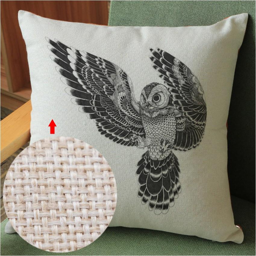 Eagle Pillows Home Decor Black Sketch Tatoo Stylish Birds Nightowl Hawk Swan Cushion Cover High Quality Sofa Pillow Case 45X45Cm