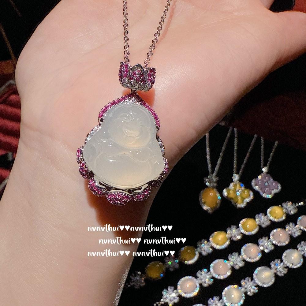 Schmuck Aurora Brasilianischer Eiklar-Chalcedon Blume Gott Edelstein Armband, Neuer Chinesischer Stil, Hühnöl-Chalcedon Halsketten-Set
