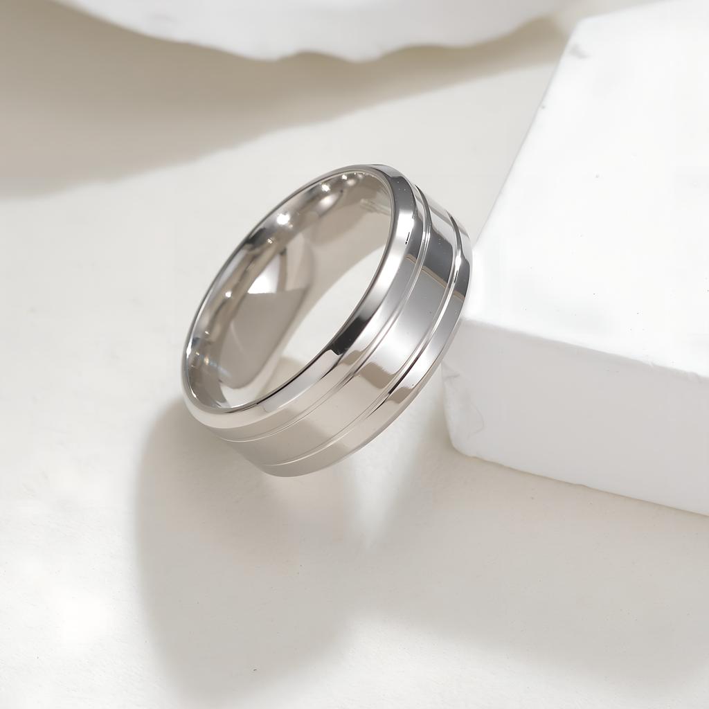 2024 Men's 8mm Black Titanium Steel Wedding Ring - Simple and Elegant Design