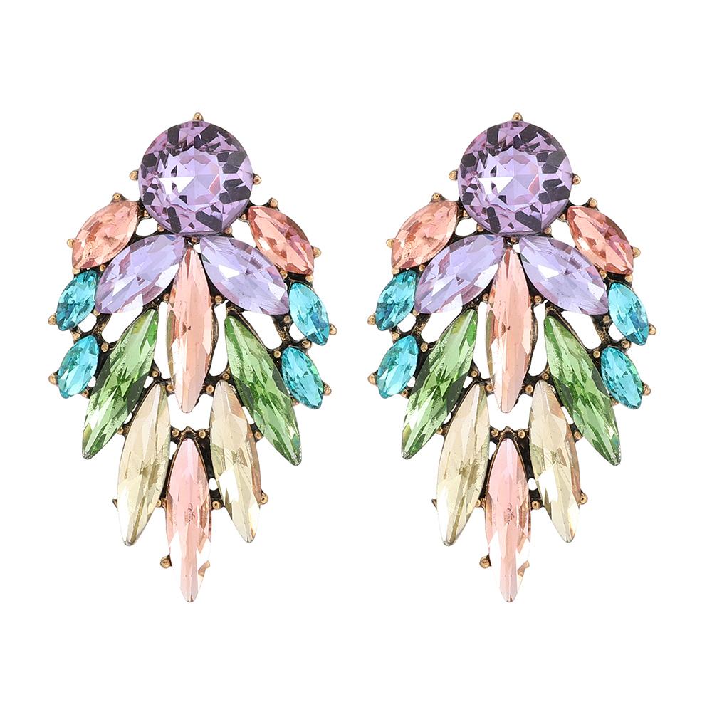 

Серьги-гвоздики со стразами для женщин, винтажные геометрические украшения для ушей, аксессуары разноцветный