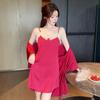Sexy Pajamas Women Ice Ribbon Chest Pad Lace Pure Wind Suspender Pajamas New Silk Loungewear