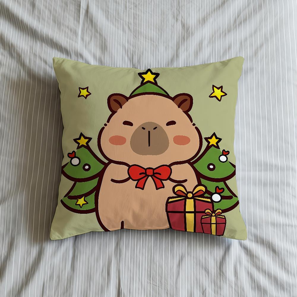 Cushion Cover Soft Case For Sofa Living Room Home Cute Capybara Comfortable Office Decor Christmas Protective Pillow Covers