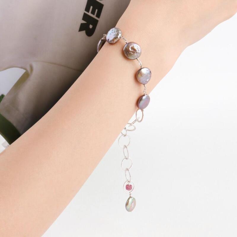 

Women s Chic Gray Flat Circle Chain Bracelet A31808_Single Item
