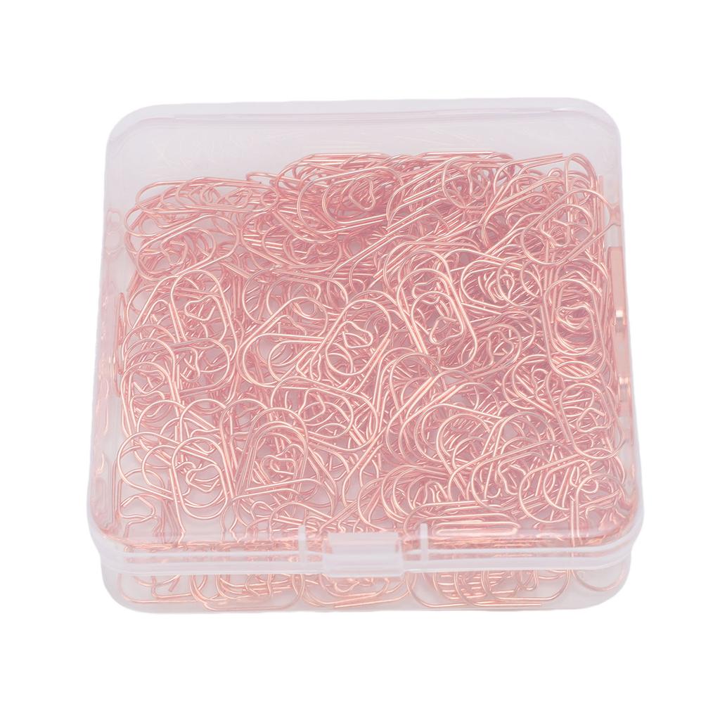 200 Pcs Heart Shaped Paper Clips Cute Decorative Love Paperclips with Transparent Storage Box for Ho