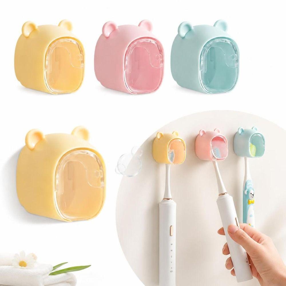 Flip-top Toothbrush Holder Dustproof Toothbrush Storage Box Durable Toothbrush Rack Bathroom Use