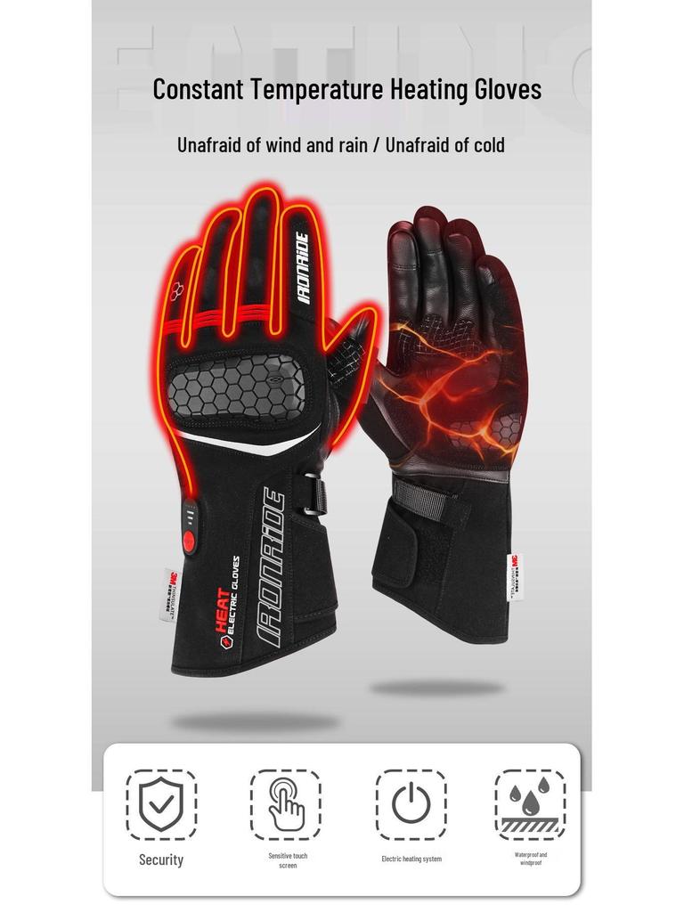 Motorcycle Heated Winter Gloves: Touchscreen, Thinsulate, Velvet-Lined for Skiing and Outdoor Use