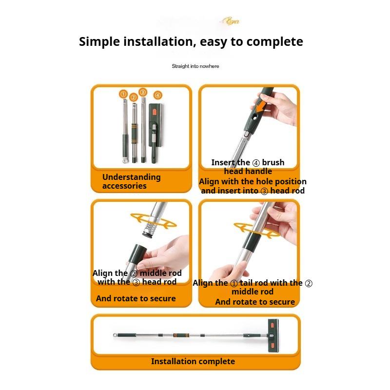 206cm Window Cleaner Extended Splice Pole Window Cleaning Wiper Glass Scraper