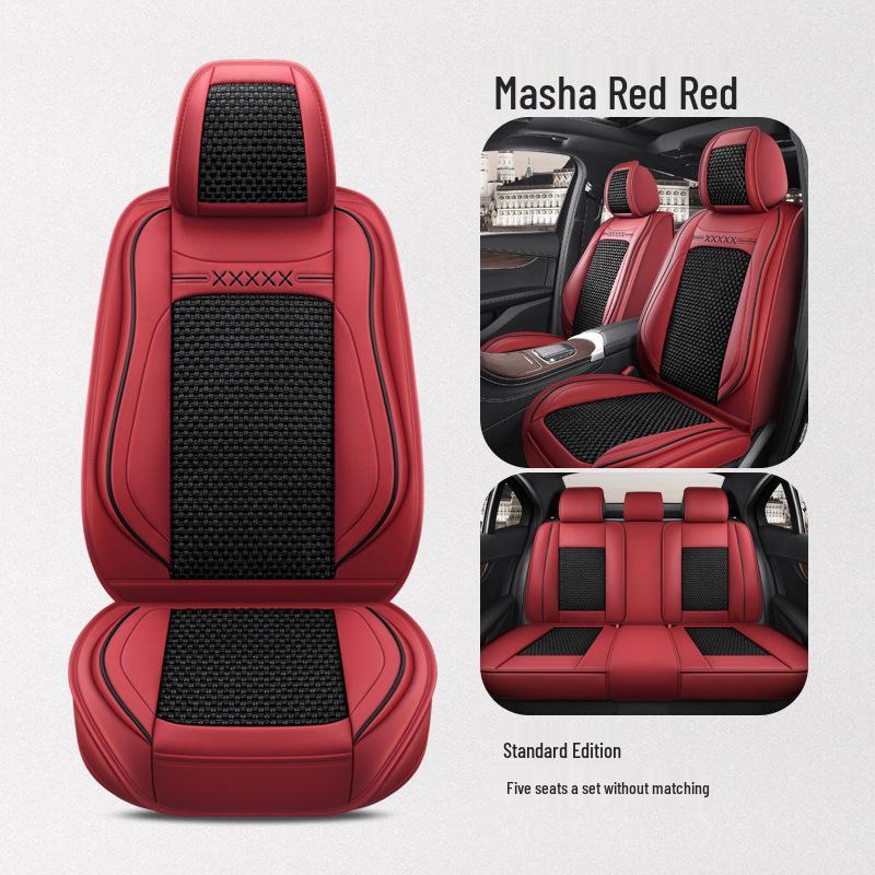 BS38 Ice Silk Leather All-Season Car Seat Cushion - Universal Fit for SUV, Sedan, Pickup, Off-Road Vehicle.