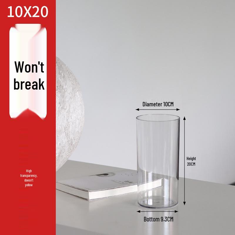 Акриловая ударопрочная ваза - Прозрачный гидропонный цилиндр для цветочных композиций и бамбука удачи.