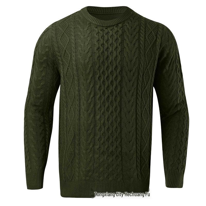 2025 Autumn/Winter Slim-Fit Pink Cable Knit Pullover for Men X-Large