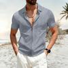 New Men's Clothing, Large Size Men's Solid Color Jacquard Lapel Casual Outdoor Zip-up Short-sleeve Jacket