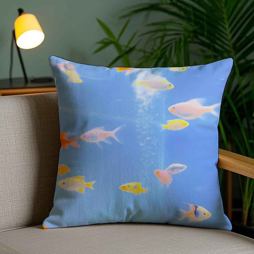 Goldfish Art Cushion Cover Soft Short Plush Double-Sided Printing Home Decor Machine Washable Pillow Case Gift