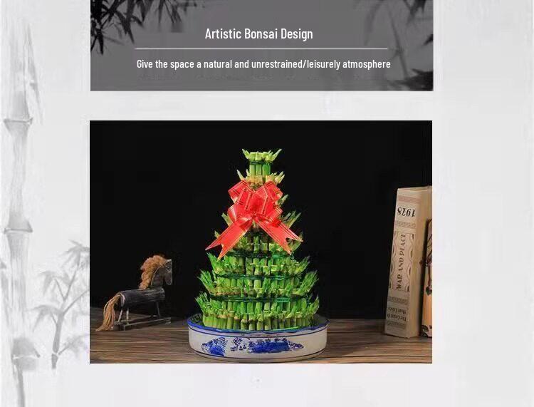 Prosperity Bamboo Tower: Hydroponic Indoor Plant for Wealth and Fortune