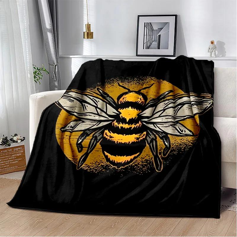 Cute Bee HoneyBee Insect Cartoon 3D Blanket,Soft Throw Blanket for Home Bedroom Bed Sofa Picnic Travel Office Cover Blanket Kids