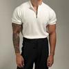 Men's O-neck T-shirt Casual Short Sleeve Solid Color T-Shirt Half-zip Draped Basic Tee Shirt Summer Top for Sports Gym Travel Office Daily Wear