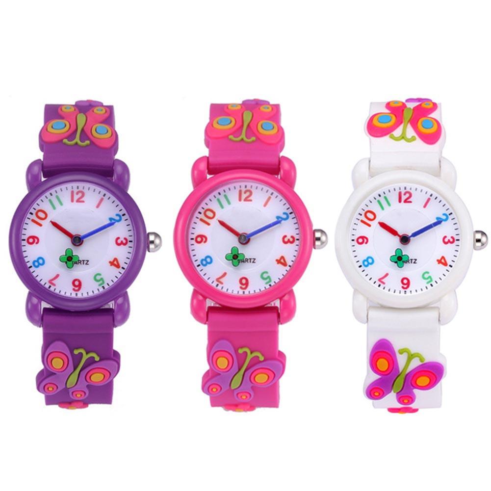 3D Lovely Cartoon Butterfly Watch for Kids Waterproof PVC Watch for Girl and Boy