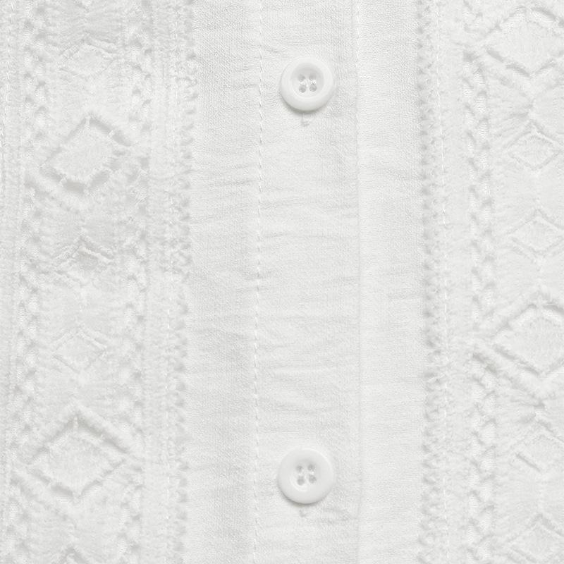 European & American Literary Style Lace Patchwork Stand Collar Long Sleeve White Shirt for Women - Spring/Autumn 2025 Collection