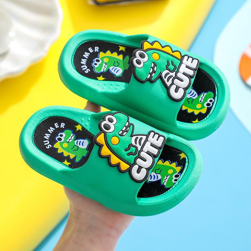Soft Cartoon Cute Dinosaur Slippers Platform PVC Cartoon Animal Slippers Solid Anti Slip Children's Bathroom Sandals Girls