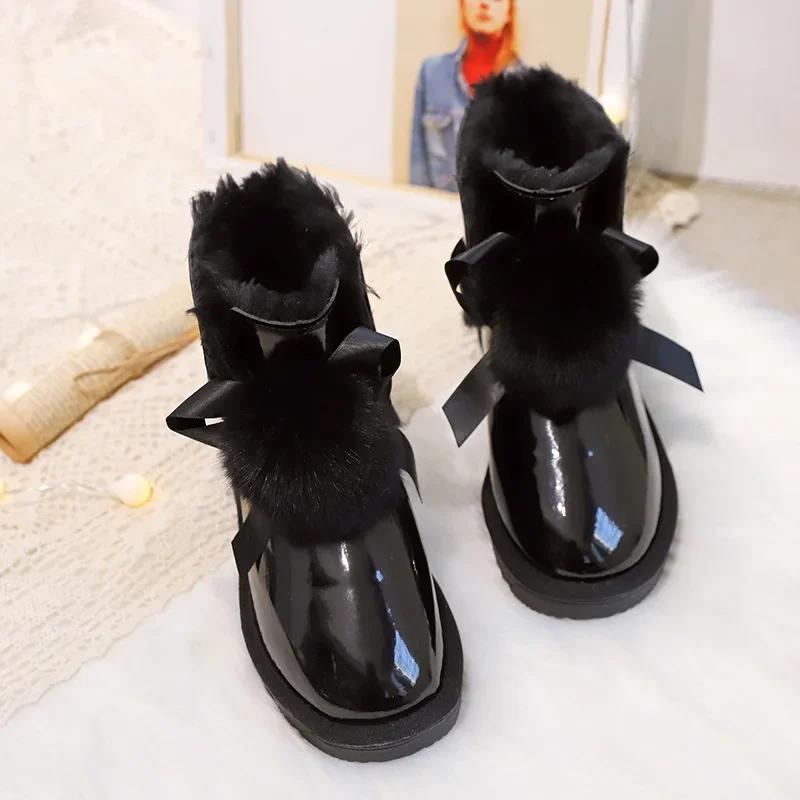 Fashion Women's Booties Snow Boots Winter 2024 Elegant With Low Heels Ankle Shoes for Woman Novelty Footwear Pu High Quality Anti Slip