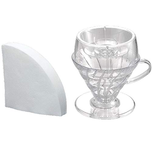 Hario V60 Drip-Assist Set (Pete Likata Model) - 1-4 Cup Coffee Brewing Support Device, Transparent, Made In Japan (PDA-1524-T)