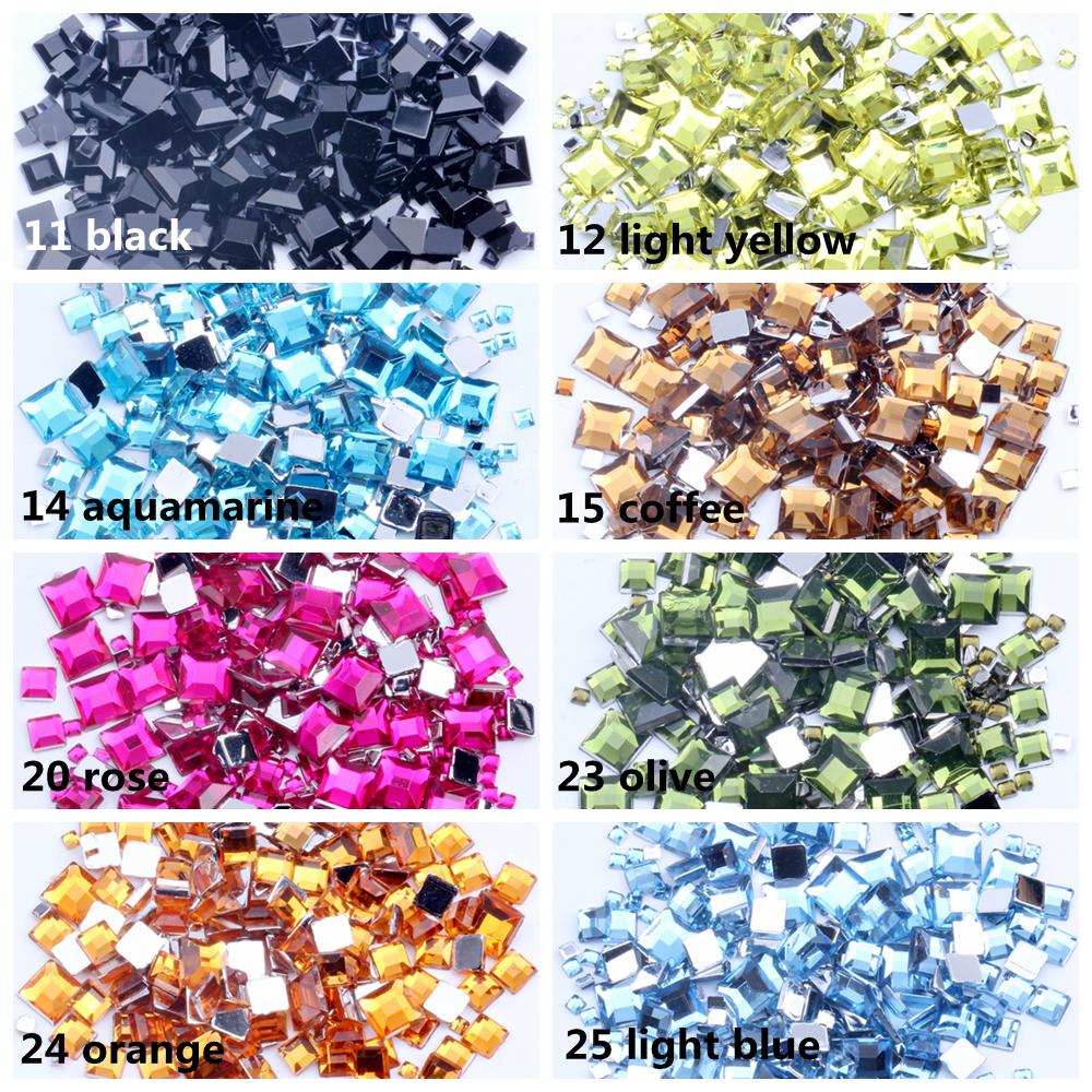 Hot Sale 4mm Acrylic Loose 10000pcs FlatBack Square Gems for Crafts Scrapbooking DIY Bags Clothes Nail Art Decoration