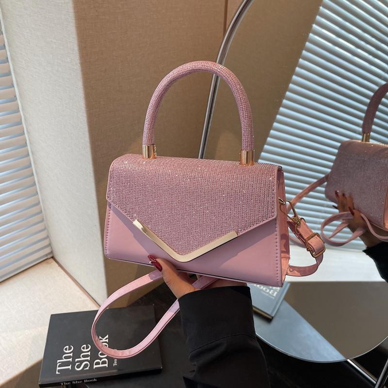 

Сшивание модной новой текстуры большая вместимость свежий 2025 темперамент шопинг плечевая сумка кроссбоди маленькая квадратная сумка женщина розовый