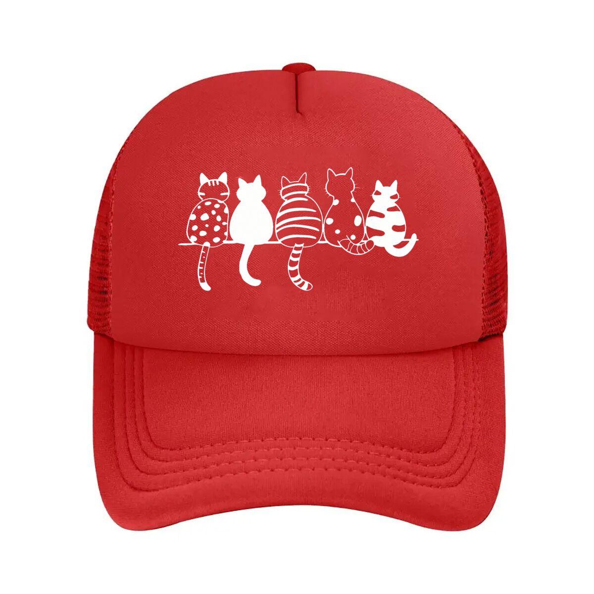 Green Cute Cat Pattern Mesh Baseball Cap Hip Hop Adjustable