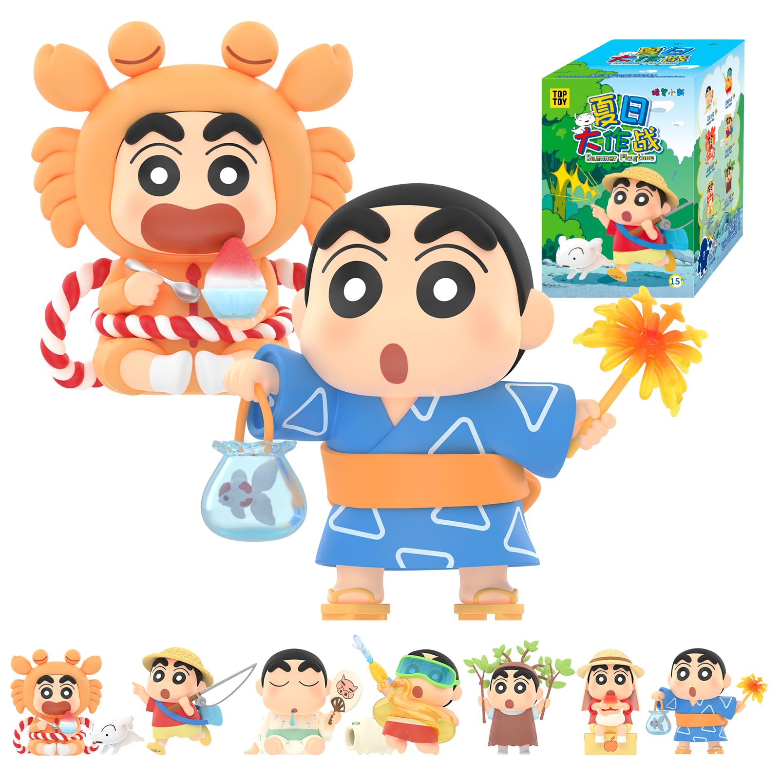 

TOP TOY Crayon Series Gachapon Blind Box Figure Plastic Model Premium Toy PVC Soft Vinyl Character Birthday Gift Collectible Shin-chan Summer